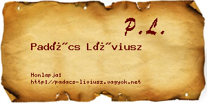 Padács Líviusz névjegykártya